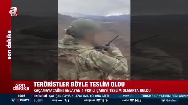 SON DAKİKA: MSB görüntüleri paylaştı! 4 PKK'lı terörist böyle teslim oldu | Video
