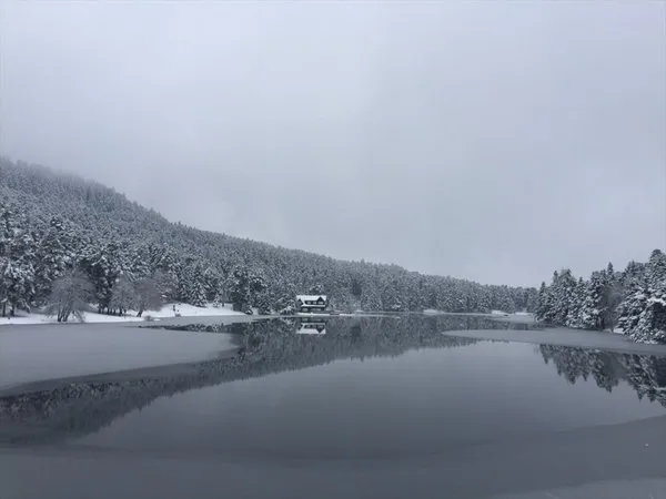 Bolu'daki göl buz tuttu