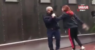 İstanbul Taksim’de babası yaşında adamı tekme tokat dövüp başına şişeyle vuran genç kız kamerada | Video