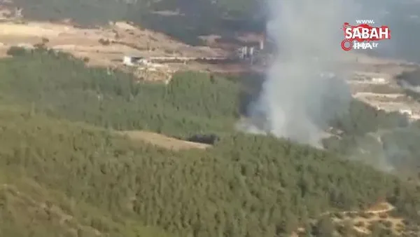İzmir'de ormanlık alanda yangına havadan ve karadan müdahale başladı | Video