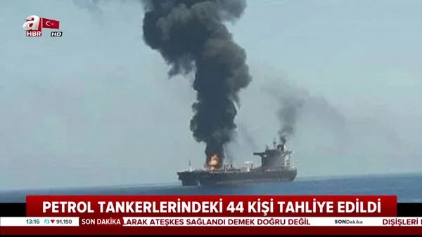 Umman Denizi'nde 2 petrol tankerinde patlama... ABD donanması savaş durumuna geçti!