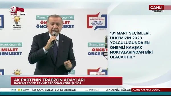 Cumhurbaşkanı Erdoğan AK Parti Trabzon Aday Tanıtım Toplantısı'nda önemli açıklamalarda bulundu