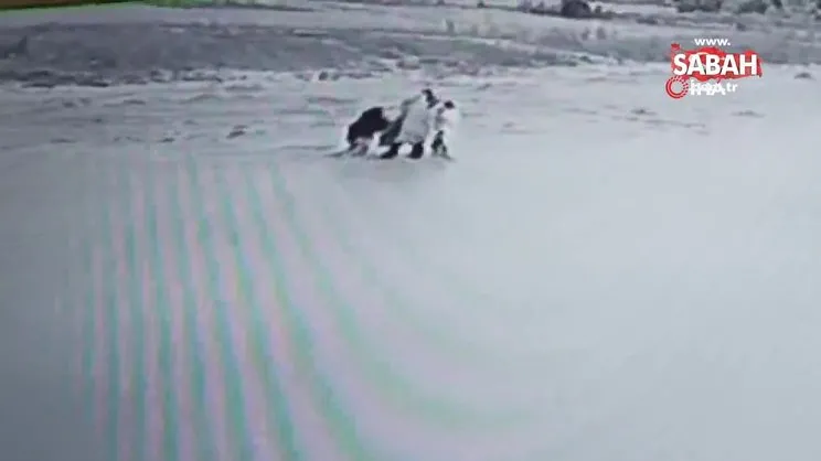 Sel sularına kapılan çocuğu esnaf kurtardı! O anlar kamerada | Video