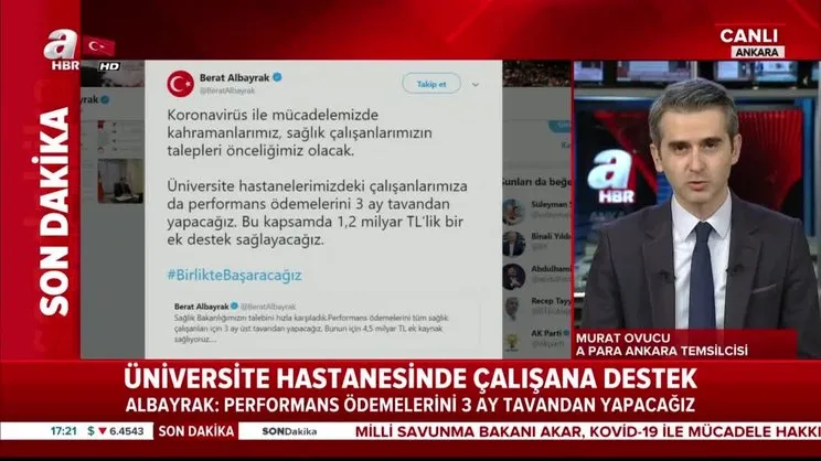 Bakan Albayrak'tan sağlık çalışanlarına müjde! Performans ödemeleri 3 ay tavandan yapılacak | Video