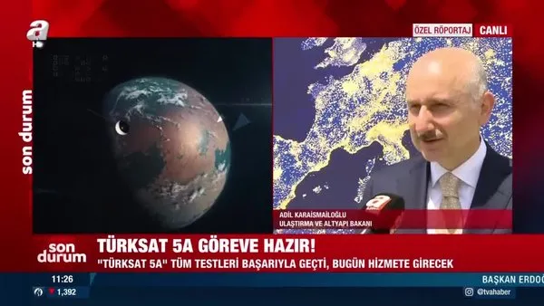 Türksat 5A bugün hizmete başlayacak. Bakan Karaismailoğlu A Haber'de açıkladı | Video
