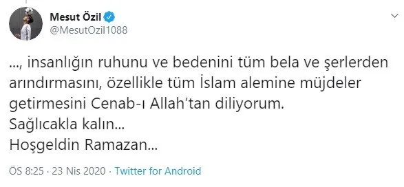 Mesut Özil'den ramazan ayı mesajı - Spor Haberleri
