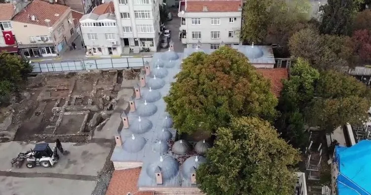 Restorasyonu devam eden Murad-ı Münzevi Külliyesi havadan görüntülendi
