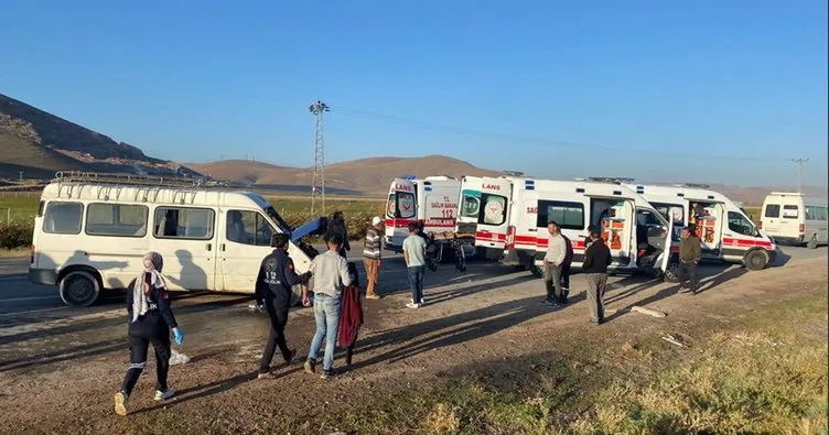 Kayseri’de mevsimlik işçileri taşıyan minibüs yakıt tankeriyle çarpıştı: 15 yaralı
