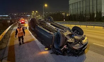 TEM’de bariyere çarpan cip devrildi: 1 ölü, 1 yaralı #kocaeli