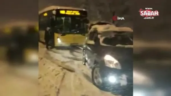 İETT otobüsü yolda kaldı imdadına vatandaş yetişti | Video