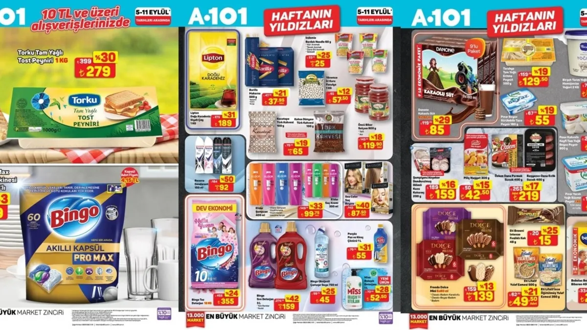 5-11 EYLÜL A101 AKTÜEL BROŞÜRÜ🔥 | Salça, yumurta, kıyma, bebek maası, deterjanlar... Bu hafta A101 aktüelde neler indirimde?