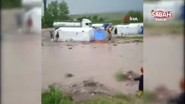 Kayseri'de çadır alanını sel bastı, 30 kişi canını zor kurtardı | Video