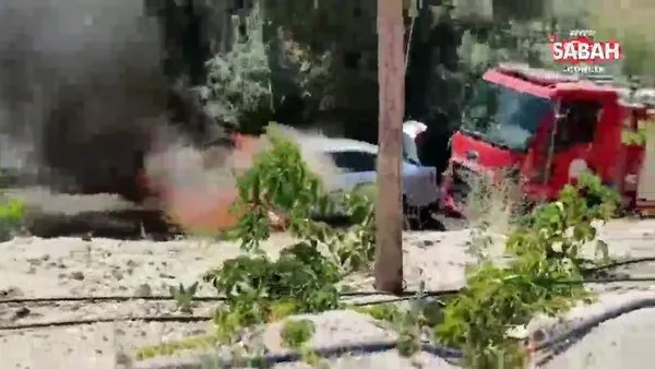 Nevşehir'de korku dolu anlar! Lüks araç alev alev böyle yandı