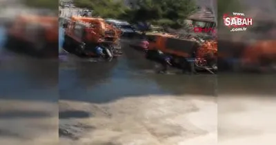 İzmir Çeşme’de arıtma tesisinde boru patladı, yol atık sularla doldu | Video