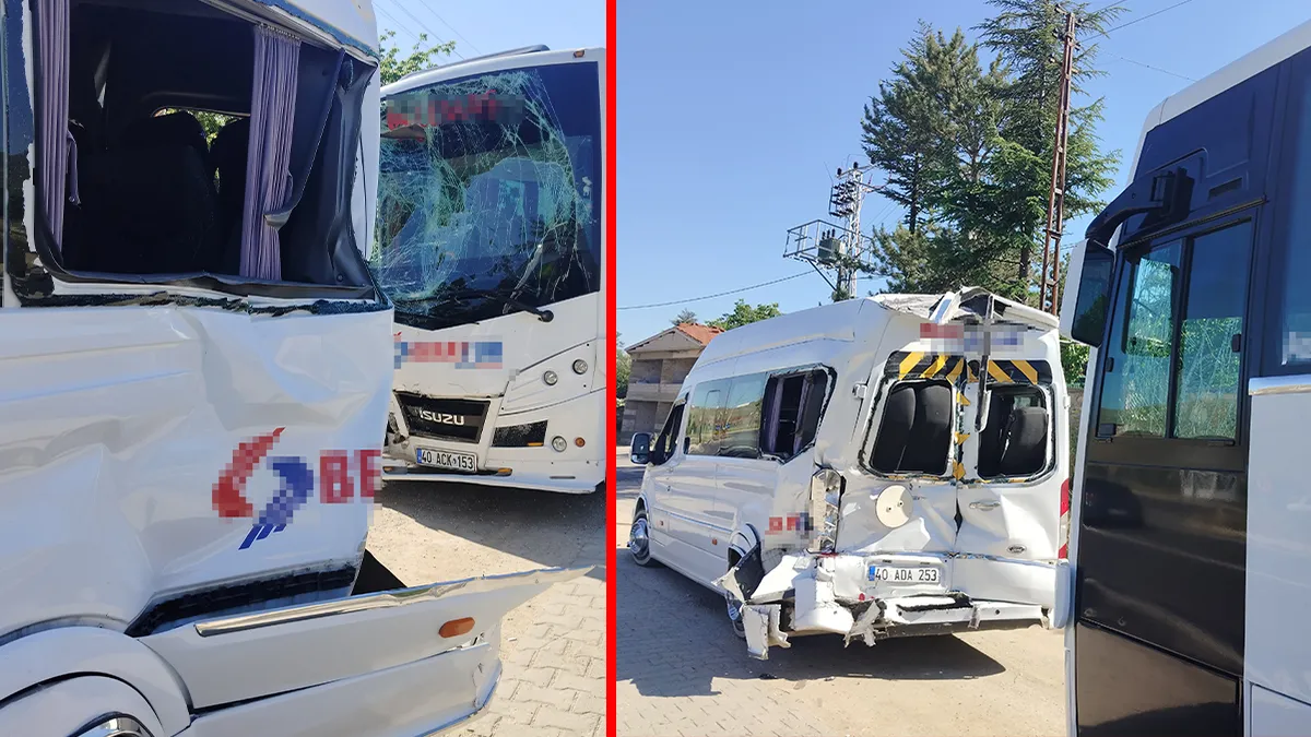 Kırşehir'de işçi servislerinin karıştığı trafik kazası sonrası olay yeri
