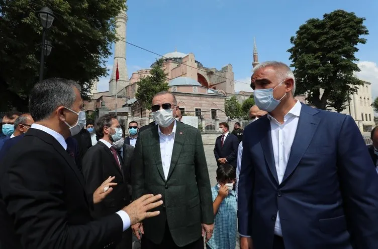 Son dakika: Başkan Erdoğan Ayasofya'da incelemelerde bulundu