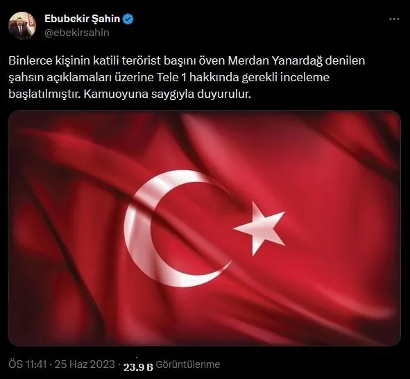 Merdan Yanardağ Öcalan’a övgüler dizdi! RTÜK Başkanı Şahin’den açıklama geldi!