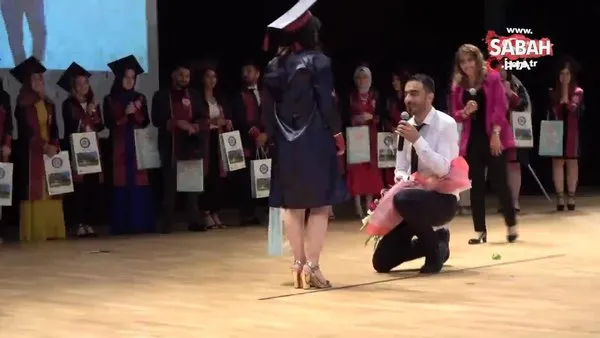 Sivas'ta mezuniyet töreninde sürpriz evlilik teklifi