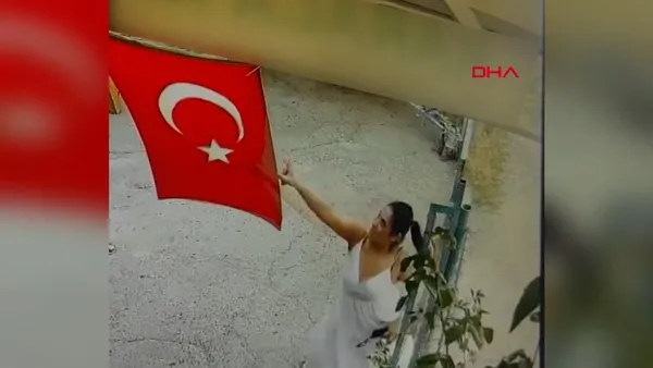 Adana'da Türk bayrağına skandal saldırı! Kopartıp çöpe atan kadın kamerada