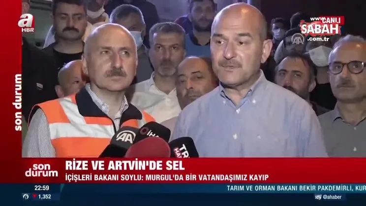 Bakan Soylu duyurdu! Artvin'in Murgul ilçesinde sele kapılan 1 kişi kayboldu | Video