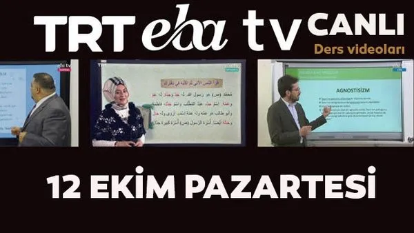 TRT EBA TV canlı izle! (12 Ekim 2020 Pazartesi) 'Uzaktan Eğitim' Ortaokul, İlkokul, Lise kanalları canlı yayın | Video