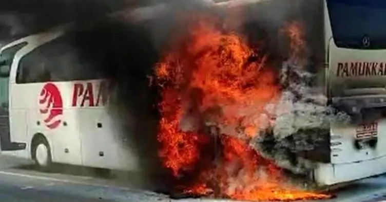 Seyir halindeki yolcu otobüsünde yangın çıktı!