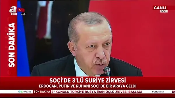 Cumhurbaşkanı Erdoğan Soçi'de 3'lü Suriye Zirvesi'nde konuştu