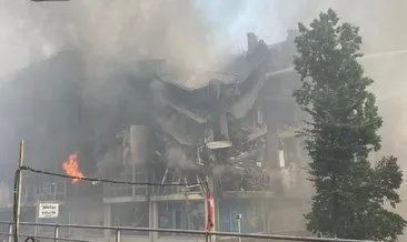 Başakşehir’deki yangın söndürülemiyor: Binanın duvarları çöktü!