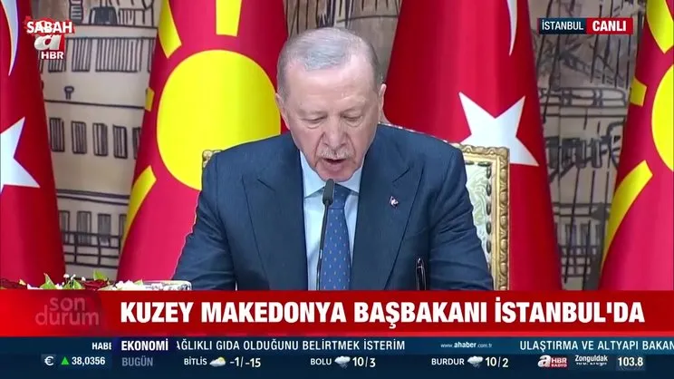 Başkan Erdoğan ile Kuzey Makedonya Başbakanı Hristijan Mickoski ortak basın toplantısı düzenledi