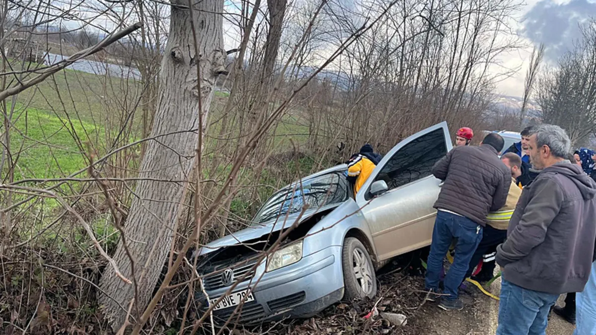 Bursa’da otomobil ağaca çarptı! 1 yaralı