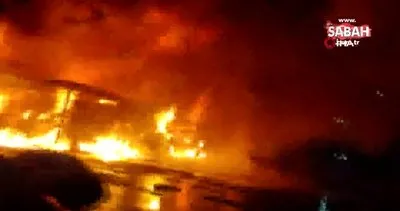 Akaryakıt istasyonu yanında korkutan yangın | Video