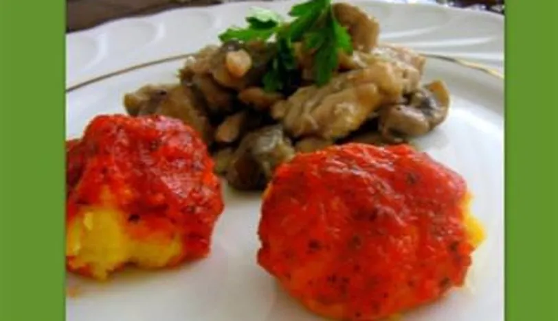Mantarlı tavuk ve Polenta Topları