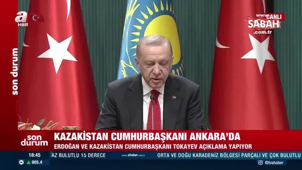 Son dakika: Başkan Erdoğan ve Kazakistan Cumhurbaşkanı Tokayev'den ortak basın toplantısı | Video