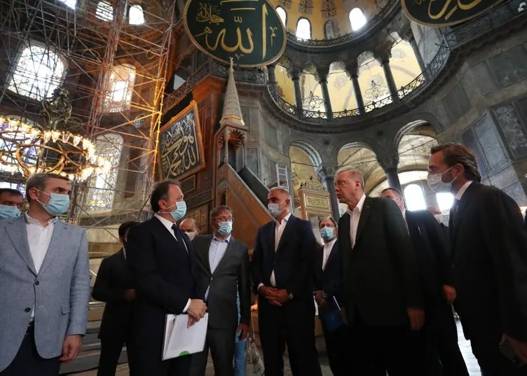 Son dakika: Başkan Erdoğan Ayasofya'da incelemelerde bulundu