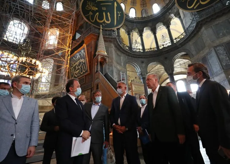 Son dakika: Başkan Erdoğan Ayasofya’da incelemelerde bulundu