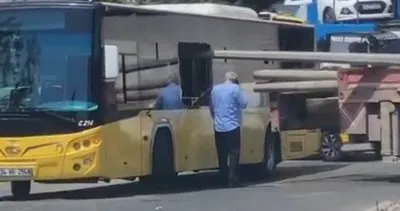 İstanbul’da akılalmaz kaza: Direk İETT otobüsüne girdi!