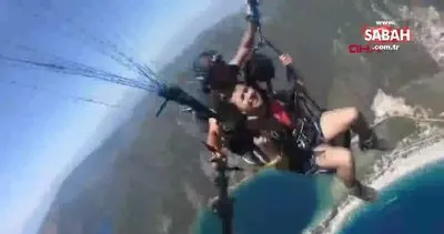 Muğla’da yamaç paraşütüyle atlayış yapan tatilcinin korkusu kamerada