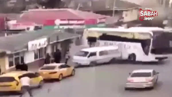 Kırklareli'de yolcu otobüsü dar sokaklarda dehşet saçtı! O anlar kamerada | Video
