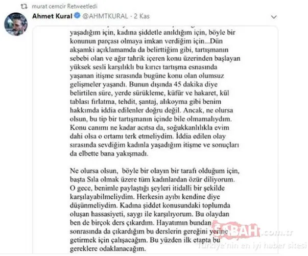 Ahmet Kural’ın Sıla’ya şiddet gösterdiği iddialarına Murat Cemcir ne tepki verdi?