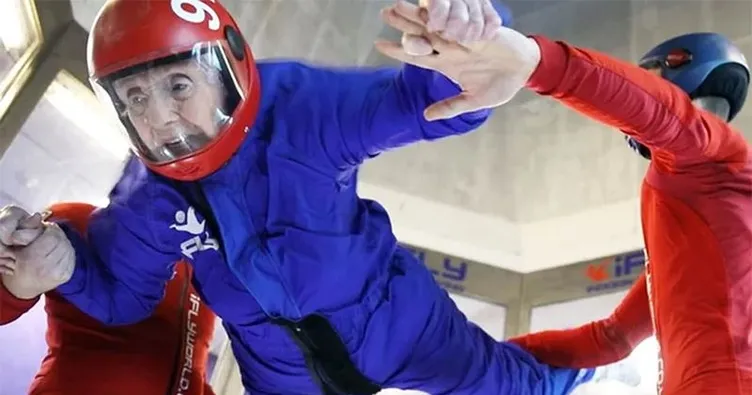 102’nci yaşını uçarak kutladı