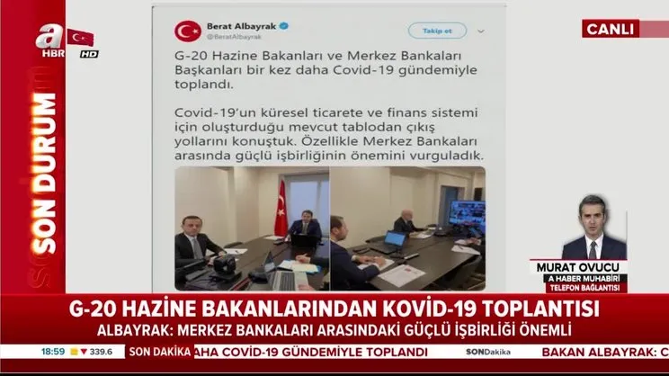 Bakan Albayrak G-20 Hazine Bakanları ve Merkez Bankaları Başkanları toplantısına katıldı | Video