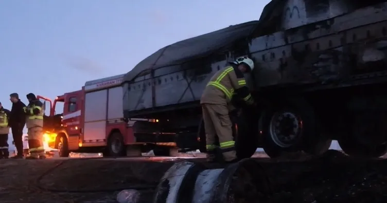 Dorsede çıkan yangın tırı sarmadan söndürüldü
