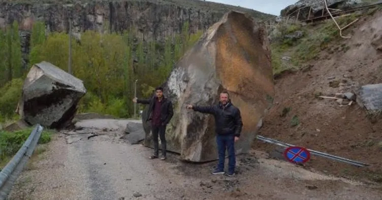 Ihlara Vadisi’ndeki heyelan korkuttu! Dev kayalar yolu kapattı