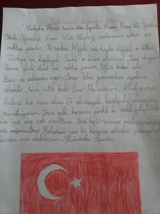 Miniklerden Ömer Halisdemir’in ailesine duygu ve cesaret dolu mektuplar...