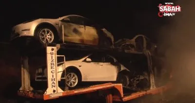 Tuzla’da lüks araç yüklü TIR alev alev yandı, dorsedeki 6 araç kullanılamaz hale geldi | Video