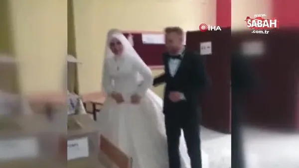 Amasya’da gelinle damat önce oy kullandı sonra düğüne gitti | Video