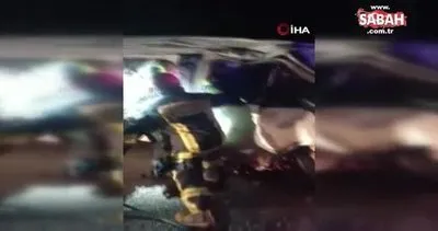 Refüje çarparak takla atan minibüs karşı şeride geçti: 1 ölü, 1 yaralı | Video
