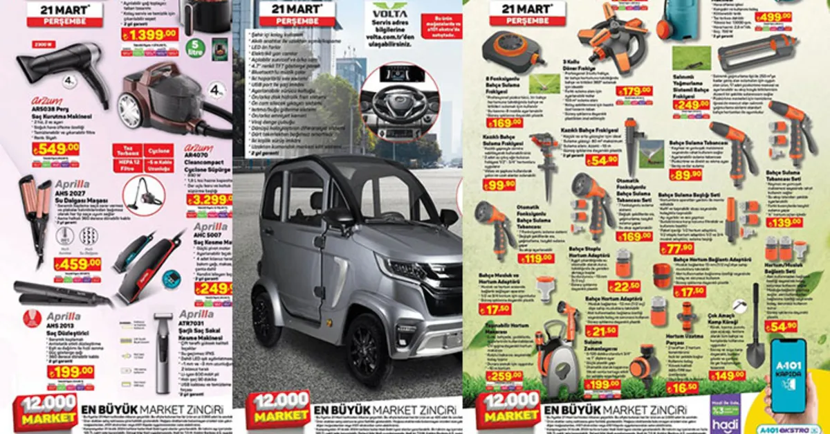 A101 AKTÜEL 19 MART KATALOĞU YAYINDA! Elektrikli araç geliyor… A101 ...
