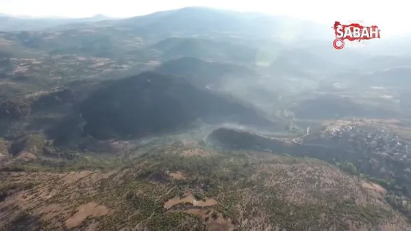 Balıkesir'de yanan 50 hektarlık orman alanı böyle görüntülendi | Video