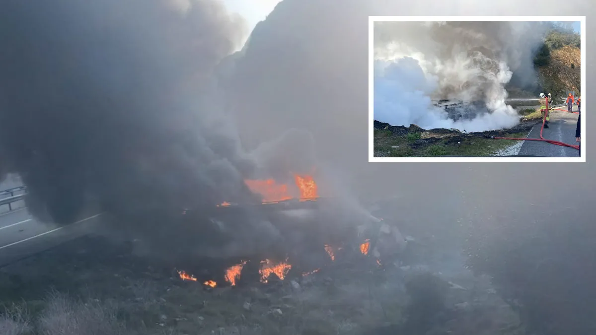 Uşak yolunda facia! Tanker alevlere teslim oldu: Sürücü hayatını kaybetti! Uşak yolunda facia! Tanker alevlere teslim oldu: Sürücü hayatını kaybetti!